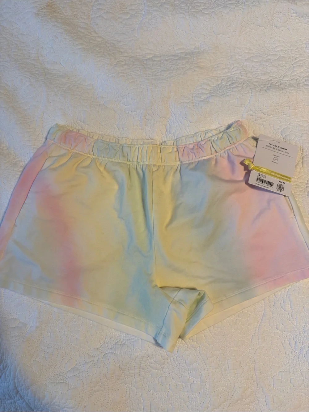 Athleta Kids Pastel Tie-Dye Elastic-Waist Shorts - Pink, Blue, Yellow